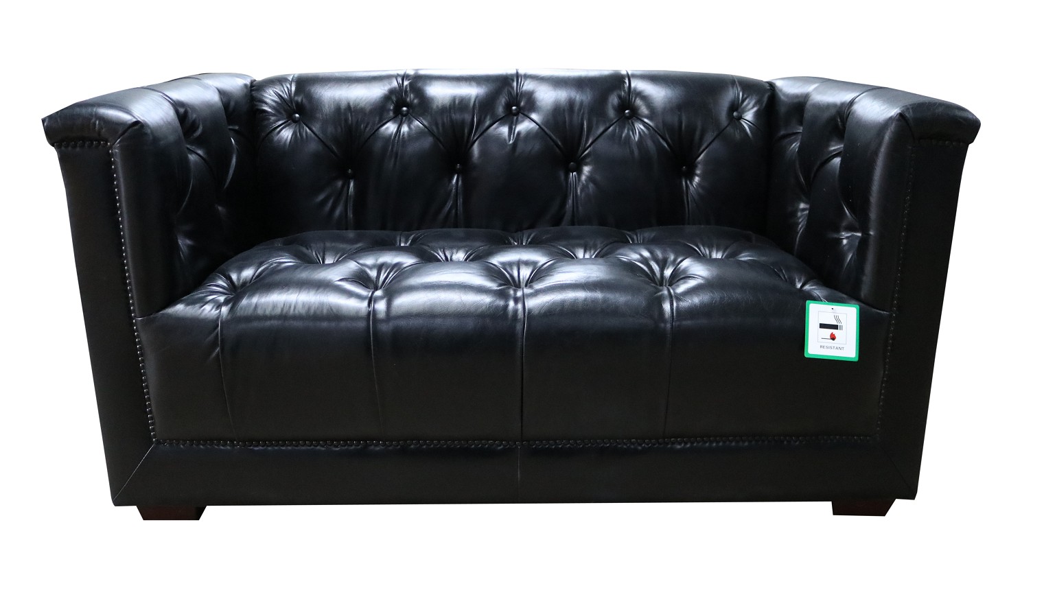 Product photograph of Vintage Spitfire Chesterfield 2 Seater Aluminium Sofa Black Distressed Real Leather from Chesterfield Sofas.