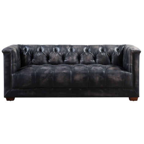 Product photograph of Vintage Spitfire Chesterfield 2 Seater Sofa Distressed Wash Black Real Leather from Chesterfield Sofas