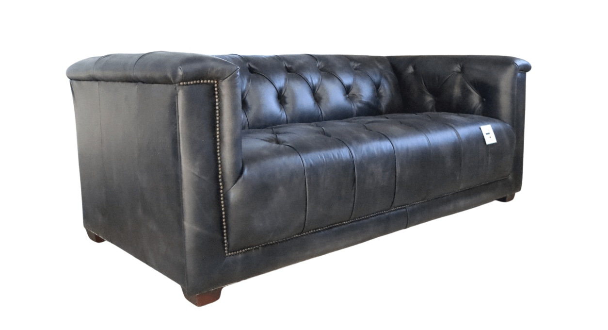 Product photograph of Vintage Spitfire Chesterfield 3 Seater Sofa Distressed Wash Black Real Leather from Chesterfield Sofas.