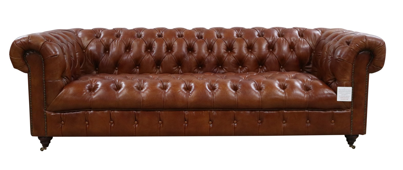 Product photograph of Vintage Trafalgar Chesterfield 3 Seater Sofa Buttoned Tan Distressed Real Leather from Chesterfield Sofas