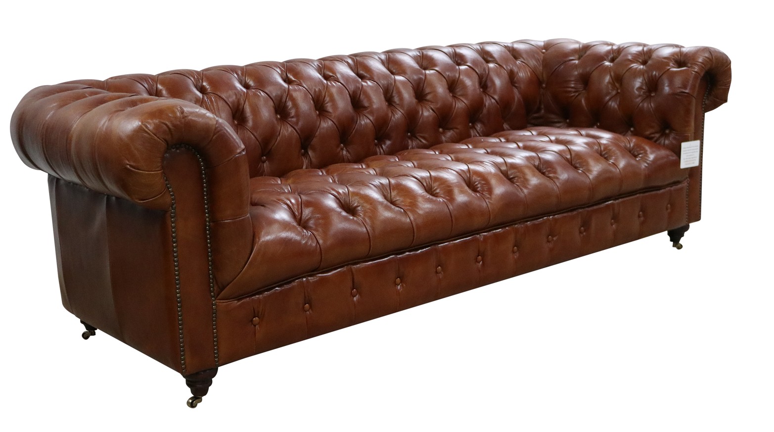 Product photograph of Vintage Trafalgar Chesterfield 3 Seater Sofa Buttoned Tan Distressed Real Leather from Chesterfield Sofas.
