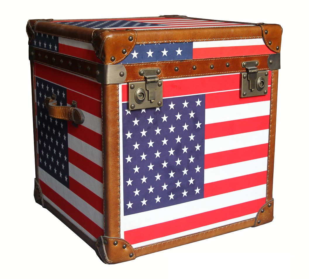 Product photograph of Vintage Usa Stars And Stripes Antique Storage Trunk Real Leather from Chesterfield Sofas
