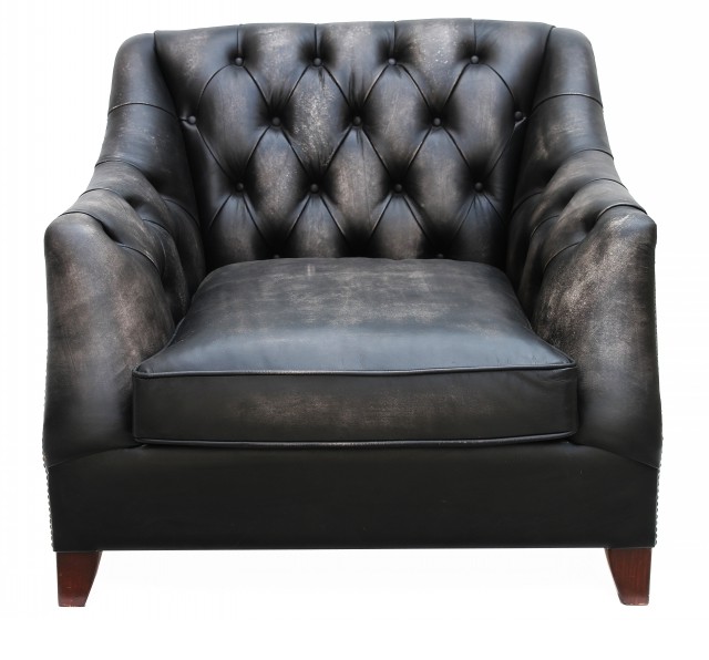 Product photograph of Vintage Viscount William Armchair Distressed Black Real Leather from Chesterfield Sofas