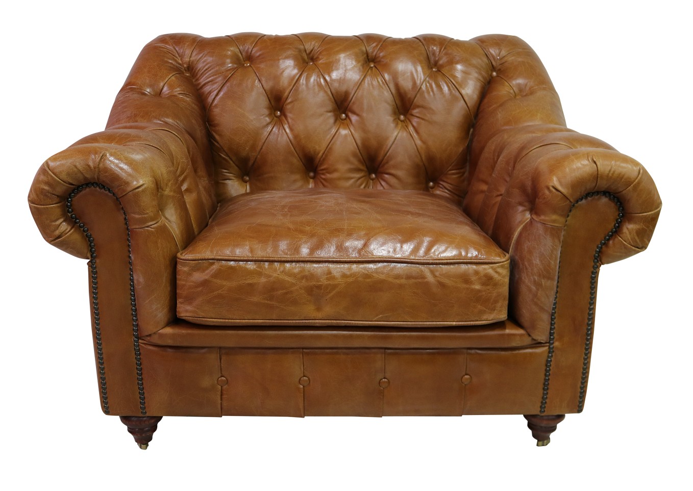 Product photograph of Vintage Wellington Chesterfield Tan Distressed Leather Armchair from Chesterfield Sofas