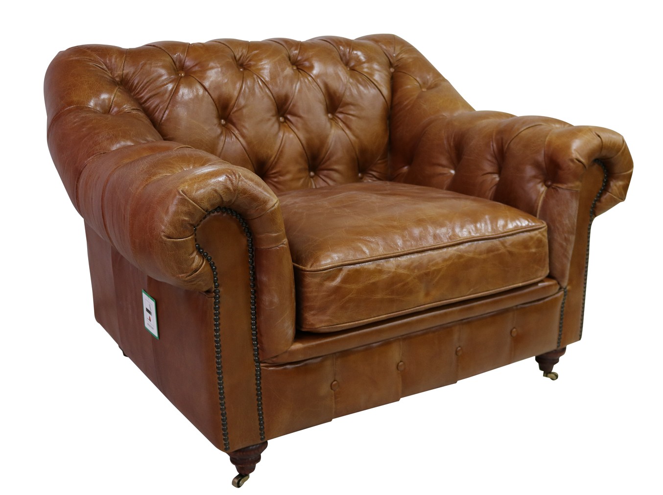 Product photograph of Vintage Wellington Chesterfield Tan Distressed Leather Armchair from Chesterfield Sofas.
