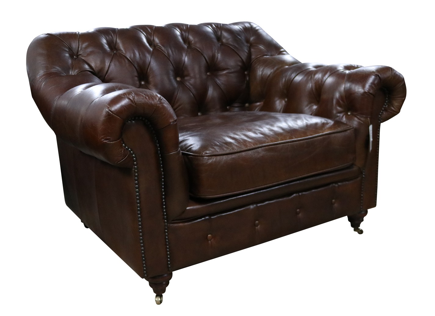 Product photograph of Wellington Chesterfield Armchair Vintage Brown Distressed Real Leather from Chesterfield Sofas