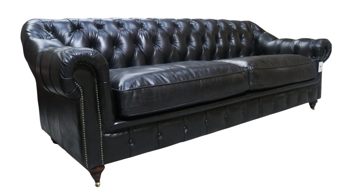 Product photograph of Wellington Handmade Chesterfield 3 Seater Sofa Vintage Distressed Black Real Leather from Chesterfield Sofas.