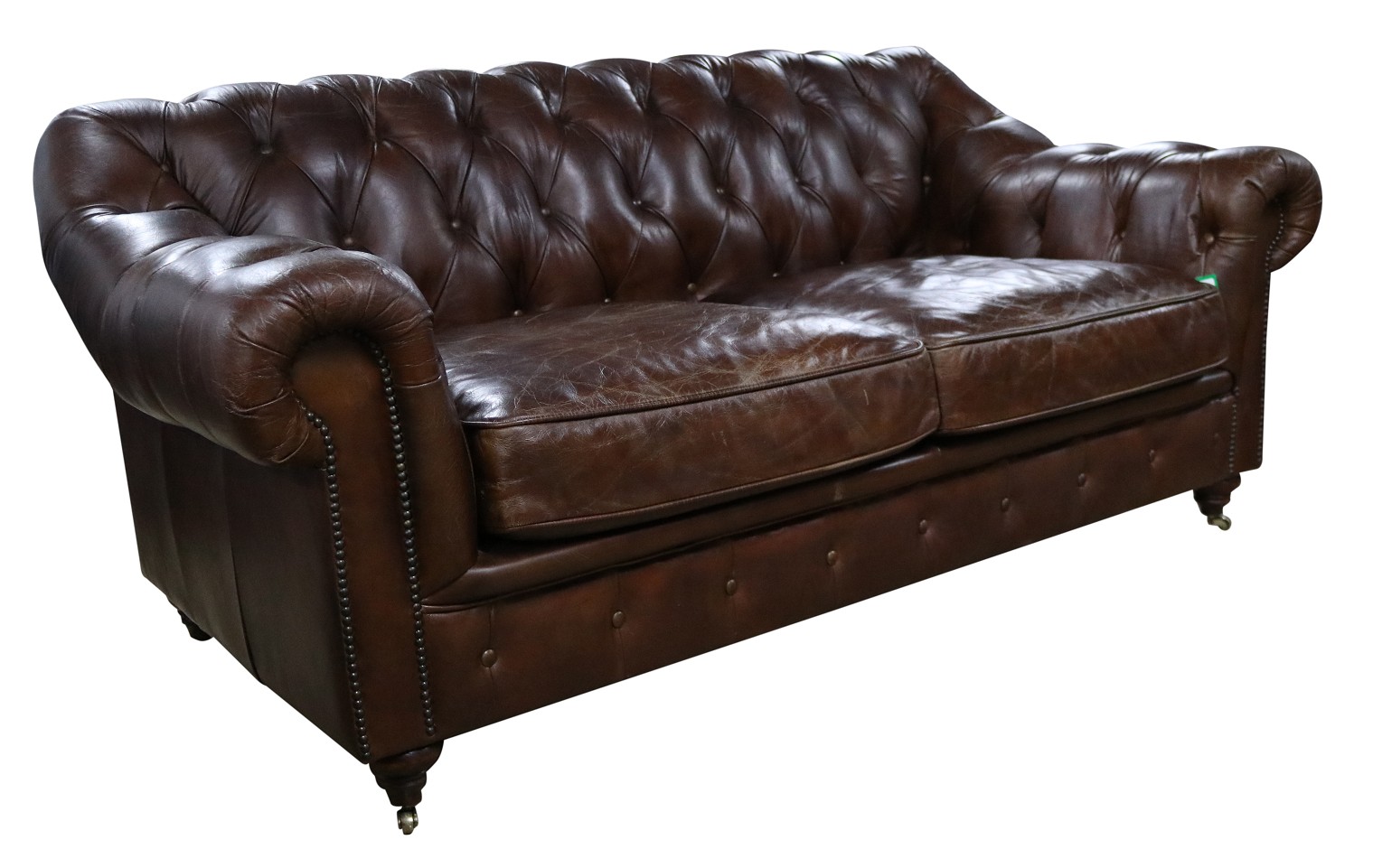 Product photograph of Wellington Vintage Chesterfield 2 Seater Sofa Distressed Brown Real Leather from Chesterfield Sofas.