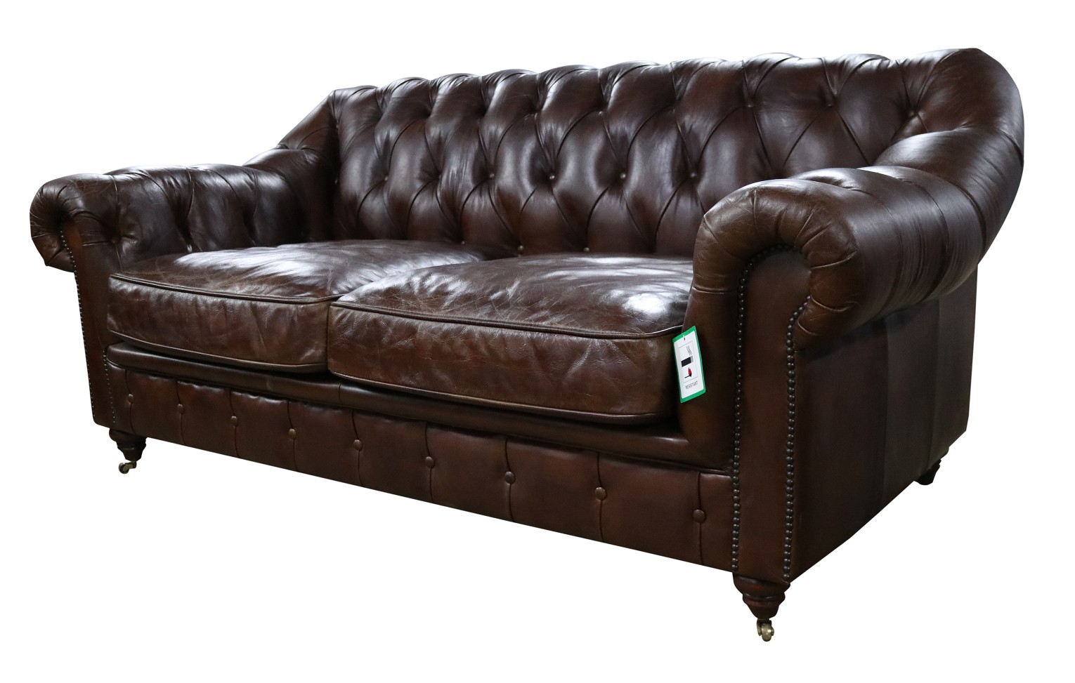 Product photograph of Wellington Vintage Chesterfield 2 Seater Sofa Distressed Brown Real Leather from Chesterfield Sofas.